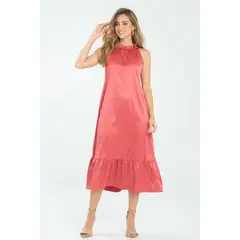 RAGGED - Vestido largo dhurata Rojo carnauba