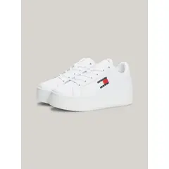 TOMMY HILFIGER - Tenis Blancos De Plataforma De Cuero Essential