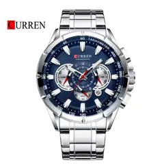 CURREN - Reloj 8363 Cronógrafo Para Hombre Plateado Azul