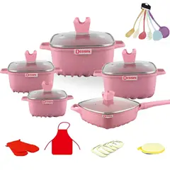 DESSINI - Juego De Ollas Bateria De Cocina En Granito 25 Pcs