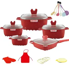 DESSINI - Juego De Ollas Bateria De Cocina En Granito 25 Pcs