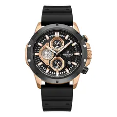 NAVIFORCE - Reloj Para Caballero Cronógrafos Fecha Pulso Silicona Negro