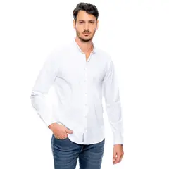 COLOR BLUE - Camisa Manga Larga Unicolor Logo