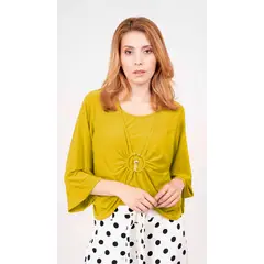 L Y H - Blusa Para Mujer Manga 34 Ocre Marca L&H