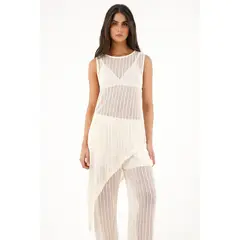 TENNIS - Camiseta larga manga sisa crudo para mujer