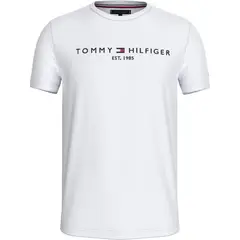 TOMMY HILFIGER - Camiseta Blanca Con Logo Bordado En El Pecho