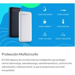 ADATA - PowerBank C100 10000mAh 20W Multi Carga Rápida QCPD USB-C Negro