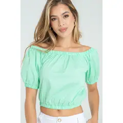 RAGGED - Blusa lena poplin Verde masmelo