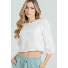 RAGGED - Blusa ojalillo maca Blanco crudo