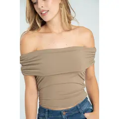 RAGGED - Top hombros descubiertos Cafe taupe