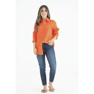 RAGGED - Camisa boyfriend popelina Naranja
