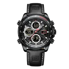 NAVIFORCE - Reloj Hombre Deportivo Elegante Dual Hora Pulso Cuero Negro