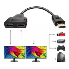 GENERICO - Cable Hdmi De 1 Entrada A 2 Salidas Pc Tv Monitor