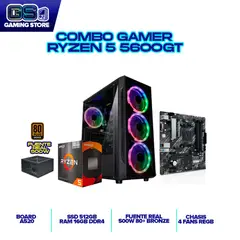 AMD - TORRE GAMER RYZEN 5 5600GT RAM 16GB 512GB NVME A520 CHASIS 4 FANS RGB 500W