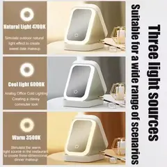 GENERICO - Organizador Rosa De Maquillaje Con Espejo Led + Obsequio Gratis