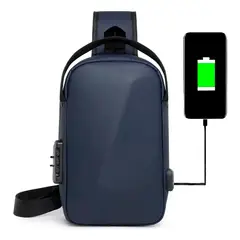 XALTA - Bolso Morral De Seguridad Antirrobo Impermeable Y Puerto Usb Azul