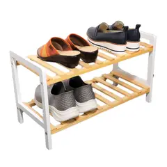 ESSENZA - Organizador de Zapatos 2 Niveles en Madera Blanco-Beige