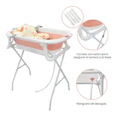 HAPPY BABY - Bañera Plegable Soporte y Cojín Stand Rosa