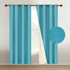 CASATUA - Cortina 100% Blackout Engomada Termica X2 Tipo Lino - Turquesa