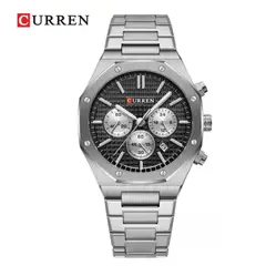 CURREN - Reloj 8440 Elegante Para Caballero Plateado Tablero Negro