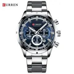 CURREN - Reloj 8355 Cronógrafo Plateado Fondo Azul