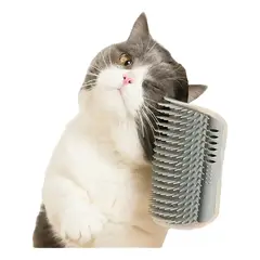 XALTA - Cepillo Peine Masajeador Rascador Esquinero Para Gatos - Gris