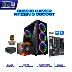AMD - TORRE GAMER RYZEN 5 5600GT 32GB 1TB NVME B550 WIFI CHASIS 4 FANS RGB 500W