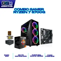 AMD - TORRE GAMER RYZEN 7 5700G RAM 64GB 1TB NVME A520 CHASIS 4 FANS RGB 500W