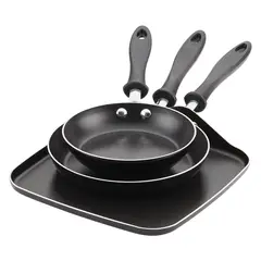 FARBERWARE - Set x3 Pzs Sartenes 18cm+22cm+ plancha 28cm Antiadherente