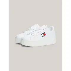 TOMMY HILFIGER - Tenis Blancos De Plataforma De Cuero Essential