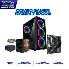 AMD - TORRE GAMER RYZEN 7 5700G RAM 16GB 512GB NVME A520 CHASIS 4 FANS RGB 350W