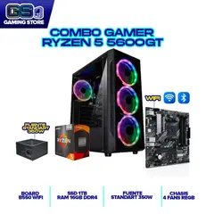 AMD - PC TORRE GAMER RYZEN 5 5600GT 16GB 1TB NVME B550 WIFI CHASIS 4 FANS RGB 350W