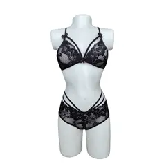 TEMPTATIONS - Lenceria conjunto ropa interior femenina negra talla unica