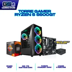 AMD - TORRE GAMER RYZEN 5 5600GT RAM 16GB 1TB NVME A520 CHASIS 4 FANS RGB 350W