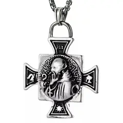 GENERICO - Collar Para Hombre Mujer Y Dije Cruz San Benito Color Plata
