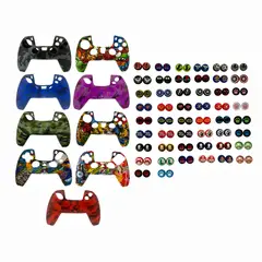 GENERICO - Funda Protector En Silicona De Diseños + 2 Grips Para Control Ps5