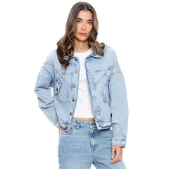 COLOR BLUE - Chaqueta En Denim Oversized