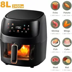 GENERICO - Freidora de Aire Si Aceite de 8L Transparente Luz interior 2400W