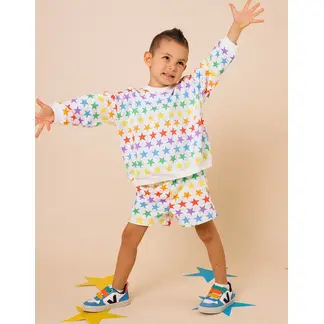 DOSOJOS - Conjunto de buzo oversized y short en 100% algodón peruano - Estrellas