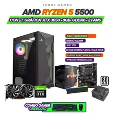 AMD - PC GAMER RYZEN 5 5500 / 3050 8GB / RAM 16GB / SSD 2TB / CHASIS 4 FAN / 500W 80+