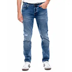 COLOR BLUE - Jeans Fremont/Regular Fit Tono Medio Con Botonadura Interna