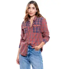 COLOR BLUE - Camisa Manga Larga A Cuadros