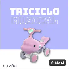 GENERICO - Triciclo musical delfin para niños de 1 a 3 años ROSADO