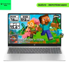 HP - PORTATIL AMD RYZEN 7 7730U 16GB RAM 512GB SSD PANTALLA 15,6" FHD + GAME PASS