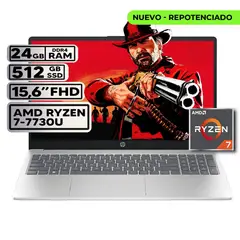 HP - PORTATIL AMD RYZEN 7 7730U 24GB RAM 512GB SSD PANTALLA 15,6" FHD