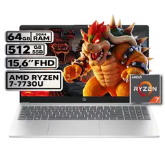 HP - PORTATIL AMD RYZEN 7 7730U 64GB RAM 512GB SSD PANTALLA 15,6" FHD
