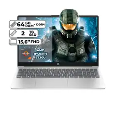 HP - PORTATIL 15 FC0012LA AMD RYZEN 7 7730U 64GB RAM 2TB SSD PANTALLA 15,6" FHD