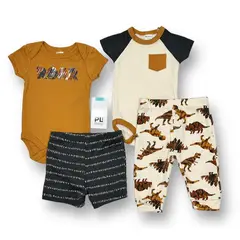 AMERICAN GENERICS - Conjunto 4 PCS Ropa Para Bebe Niño PL Baby Algodon Mameluco