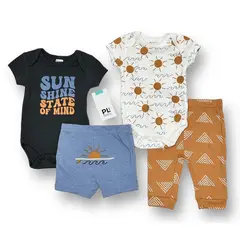 AMERICAN GENERICS - Conjunto 4 PCS Ropa Para Bebe Niño PL Baby Algodon Mameluco