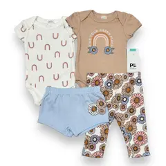 AMERICAN GENERICS - Conjunto 4 PCS Ropa Para Bebe Niña PL Baby Algodon Mameluco